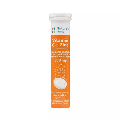 قرص جوشان ویتامین ث 500 + زینک با طعم پرتقال نیچرز پلنتی (20 عددی)
