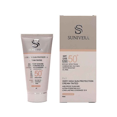 کرم ضد آفتاب +SPF50 مناسب پوست مختلط و چرب سانیورا (رز بژ 1.5) 