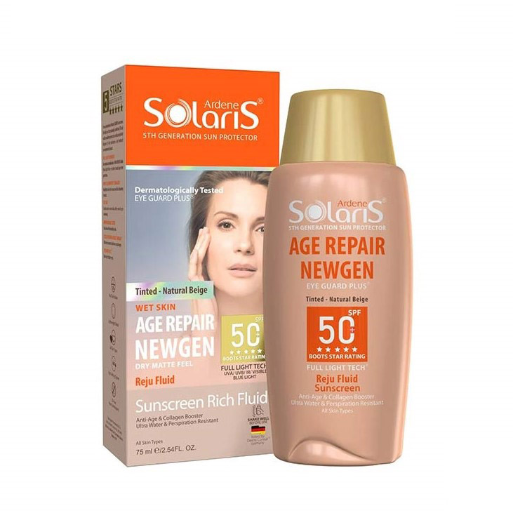 فلوئید ضد آفتاب و ضد چروک +SPF50 مناسب انواع پوست ایج ریپیر آردن سولاریس (بژ طبیعی)