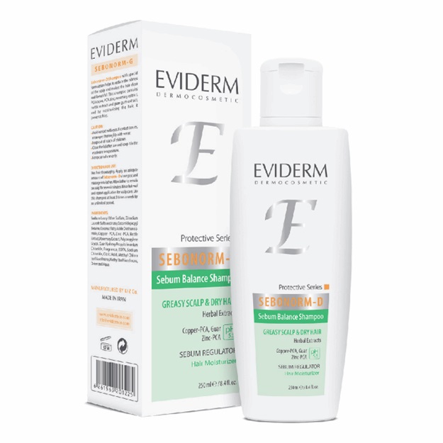 شامپو متعادل کننده چربی سبونورم دی اویدرم (موی آسیب دیده و کف سر چرب)